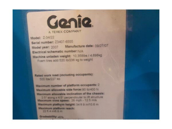2007 GENIE Z-34/22 - Imagen 14