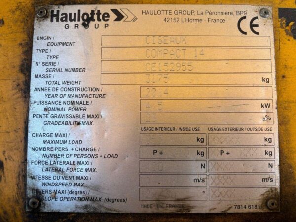 2014 HAULOTTE COMPACT 14 - Imagen 7