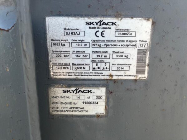 2014 SKY JACK SJ63AJ - Imagen 11