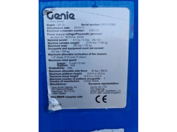 2015 GENIE GR-20 - Imagen 17