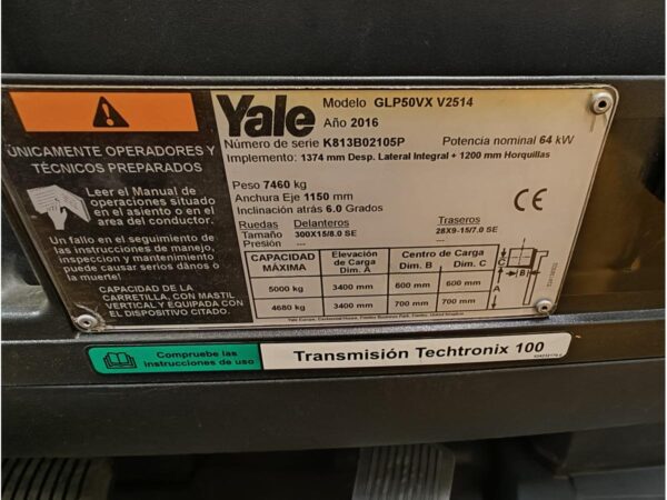 2016 YALE GLP50VX - Imagen 14