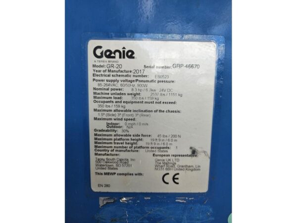 2017 GENIE GR-20 - Imagen 18